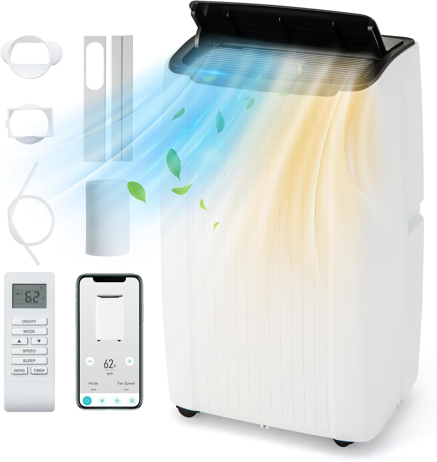 RELAX4LIFE Climatiseur Mobile Silencieux 6 en 1, Climatiseur Portable, Refroidisseur