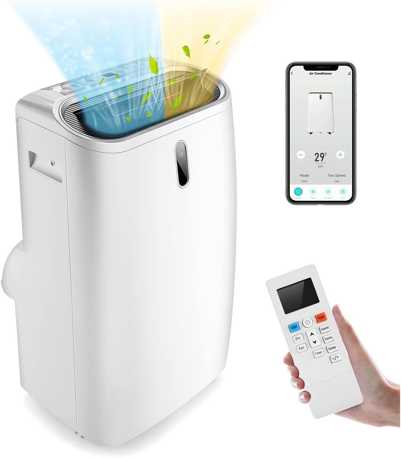 GOPLUS Climatiseur Mobile 16000BTU 4,7kW 5 en 1 Fonction de Refroidissement