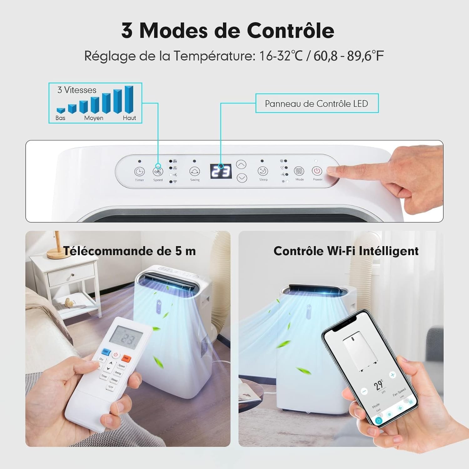 GOPLUS Climatiseur Mobile 16000 BTU 4,7 kW 5 en 1
