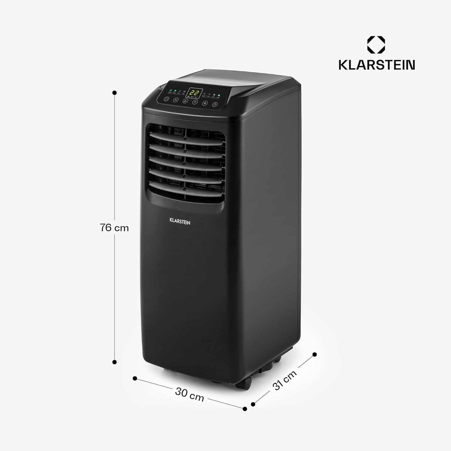 Climatiseur portable Klarstein Pure Blizzard Smart 9000 BTU, déshumidificateur R290, 44 m², 50 DB (Classe énergétique A)