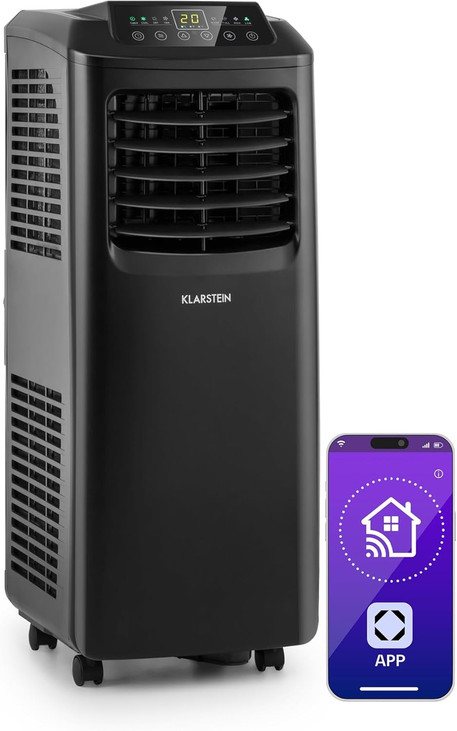 Climatiseur portable Klarstein Pure Blizzard Smart 9000 BTU, déshumidificateur R290, 44 m², 50 DB (Classe énergétique A)