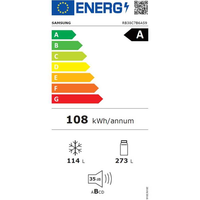 Réfrigérateur congélateur en bas Samsung RB38C7B6AS9