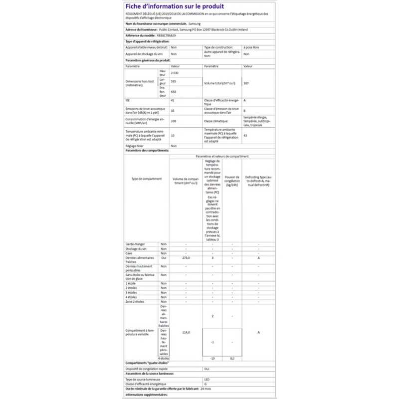 Réfrigérateur congélateur en bas Samsung RB38C7B6AS9