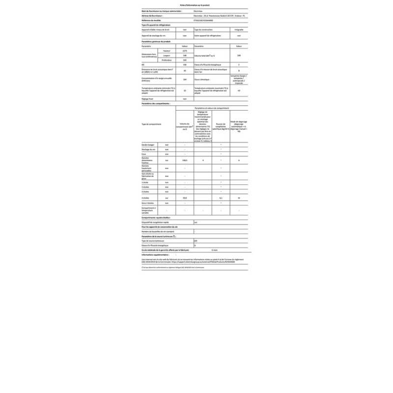 Réfrigérateur congélateur en haut Electrolux ETS5LE16S Encastrable 158 cm