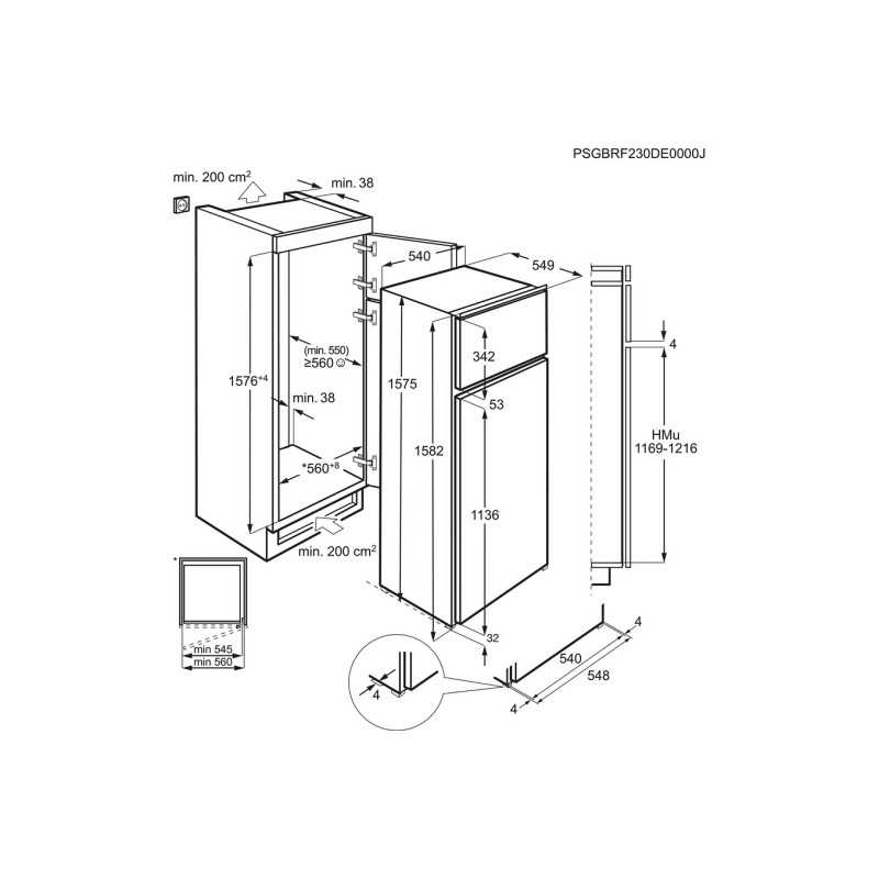 Réfrigérateur congélateur en haut Electrolux ETS5LE16S Encastrable 158 cm