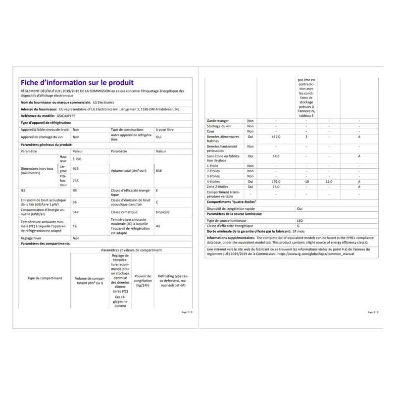 Réfrigérateur américain Lg GSJC40PYPE