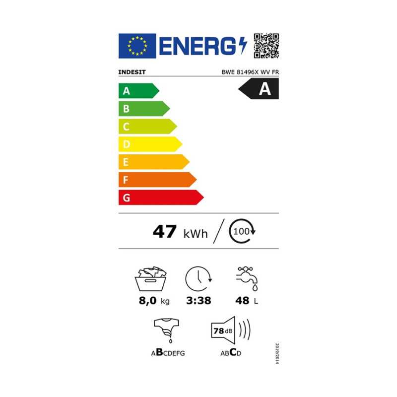 Lave linge hublot Indesit BWE81496XWVFR
