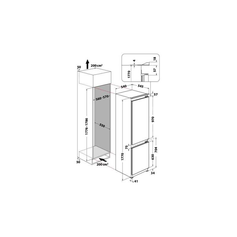 Réfrigérateur congélateur en bas Whirlpool WHC18D011C2FR ENCASTRABLE 178 CM
