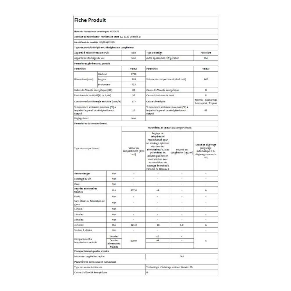 Réfrigérateur multi portes Hisense RQ5P640SSSD