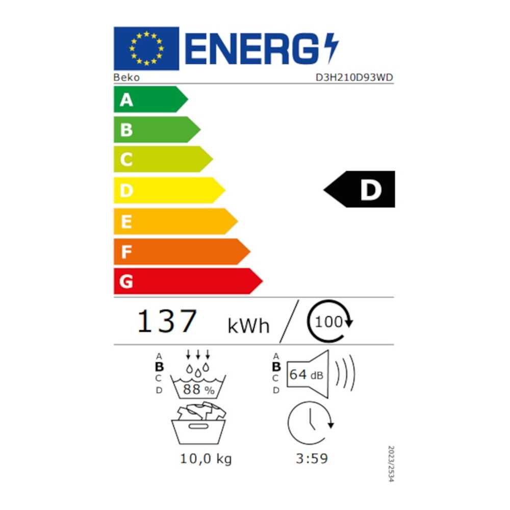 Sèche linge pompe à chaleur Beko D3H210D93WD