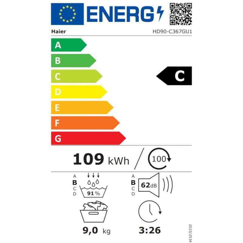 Sèche linge pompe à chaleur Haier HD90 C367GU1 FR