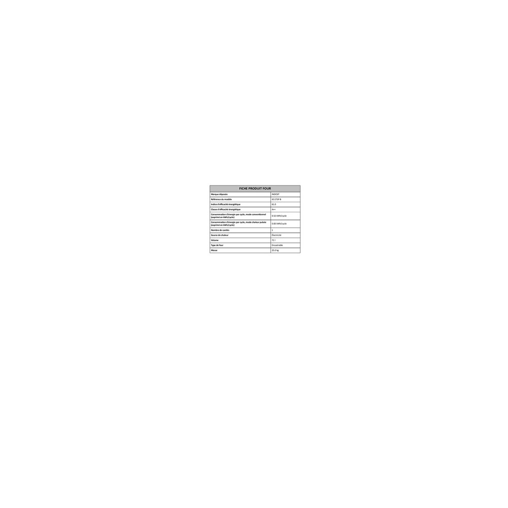 Four encastrable Indesit IO 275P B Noir MAT