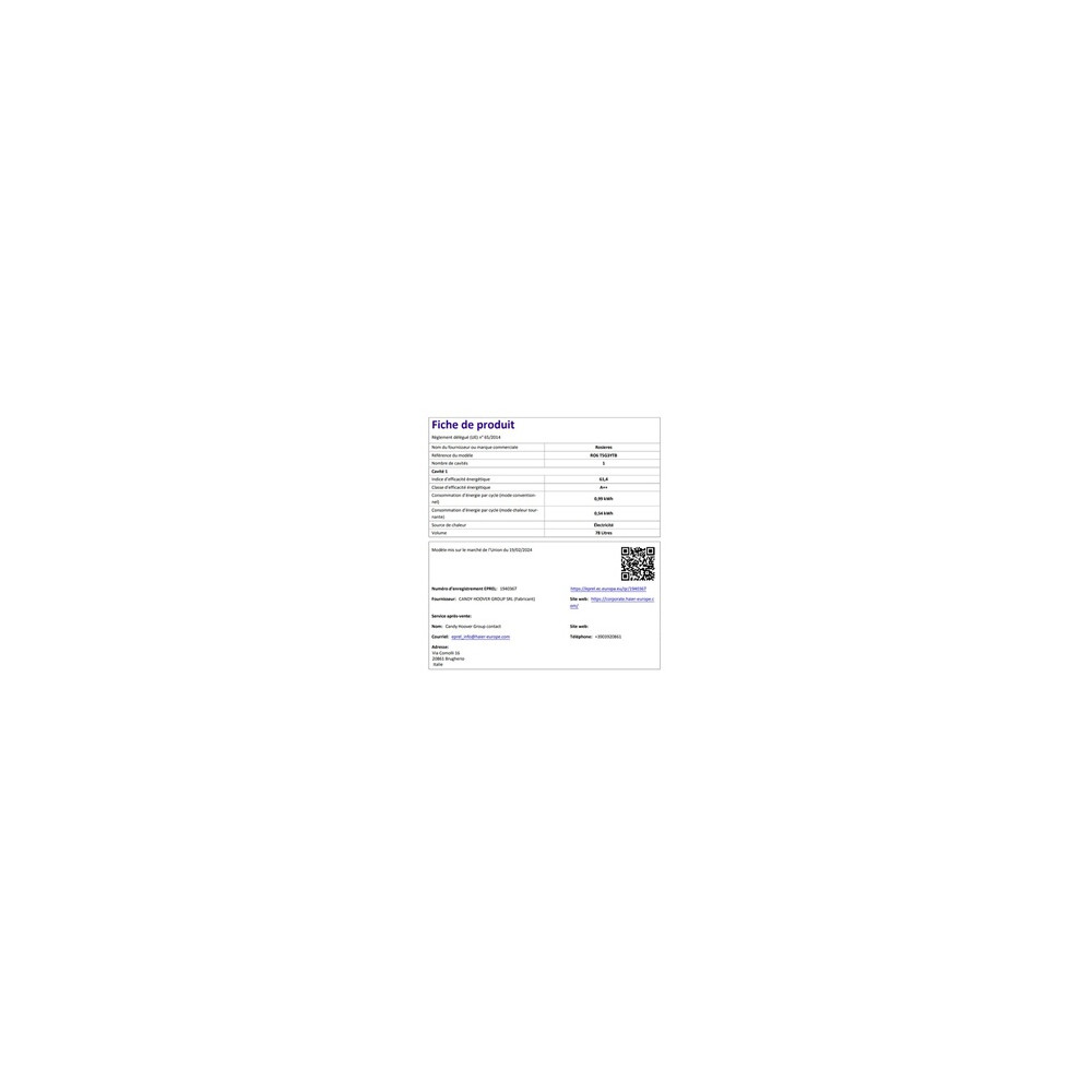 Four encastrable Rosieres RO6 T5G3YTB Noir