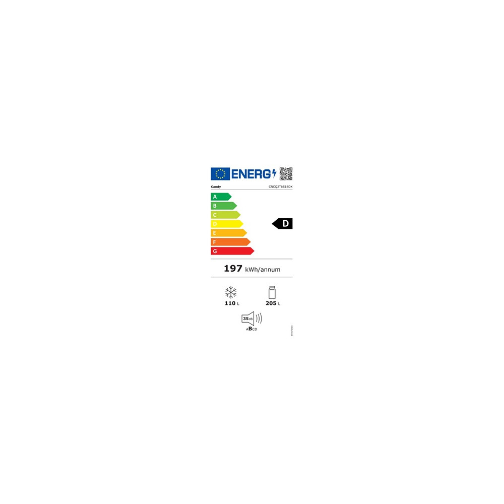Réfrigérateur congélateur en bas Candy CNCQ2T6S18DX Inox