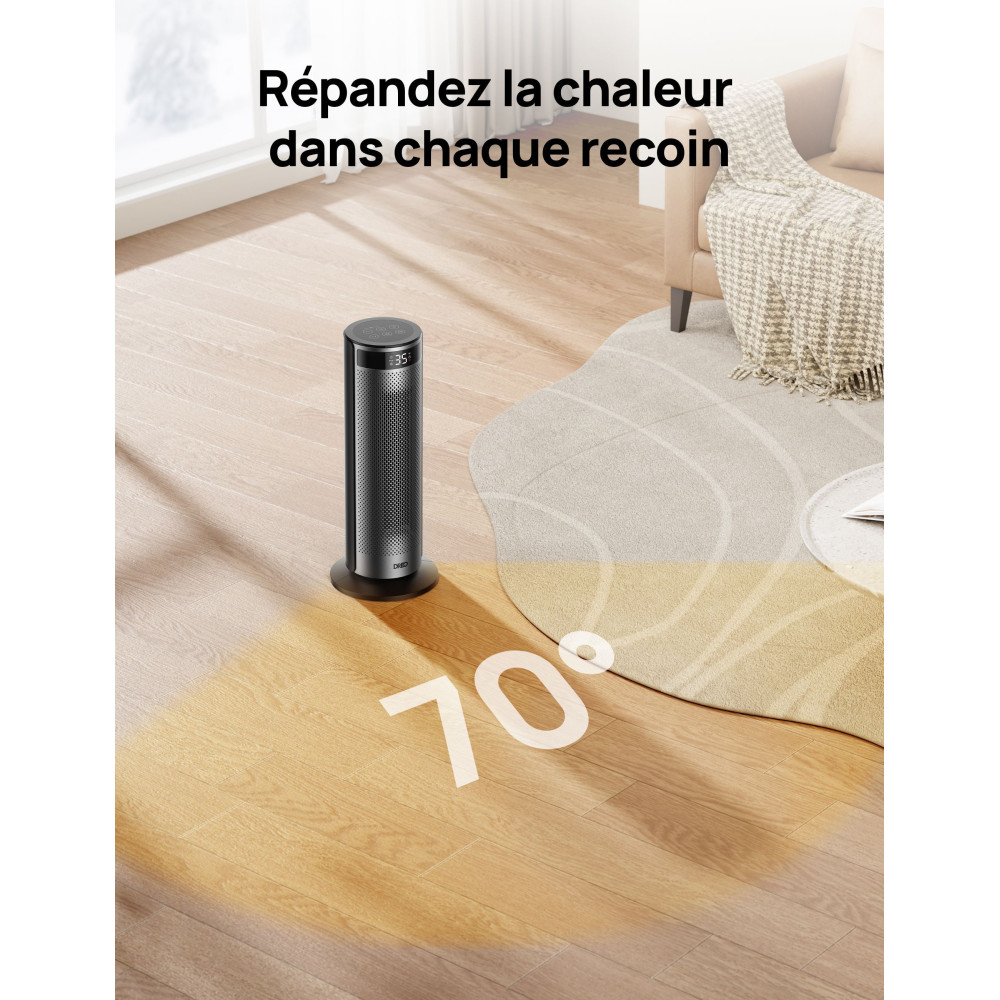 Chauffage d'appoint - Hyperamic - 1500 W - Dreo - Solaris 628 - Colonne - Noir