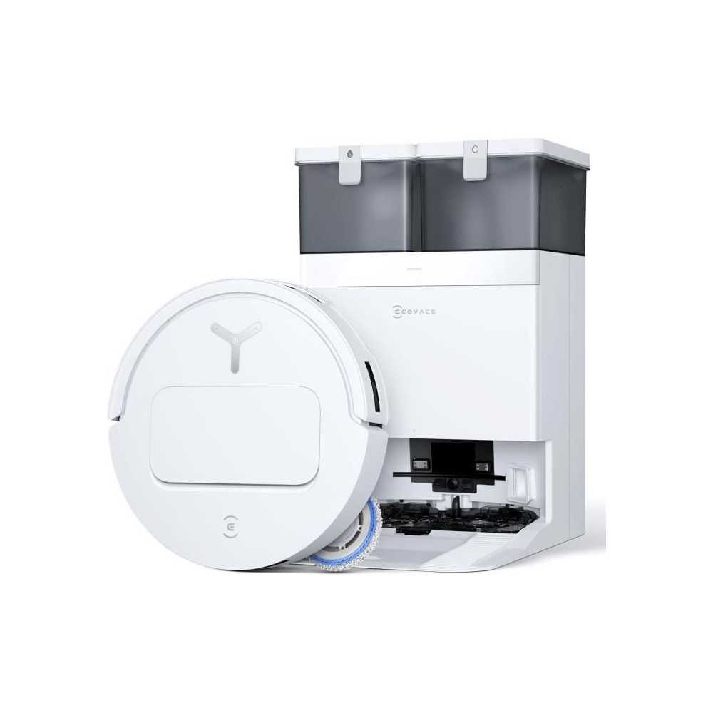 ECOVACS T50 OMNI WHite Gen2 - Aspirateur Robot avec Station - 21000Pa - Brosse latérale et serpilliere Extensibles - ZeroTangle