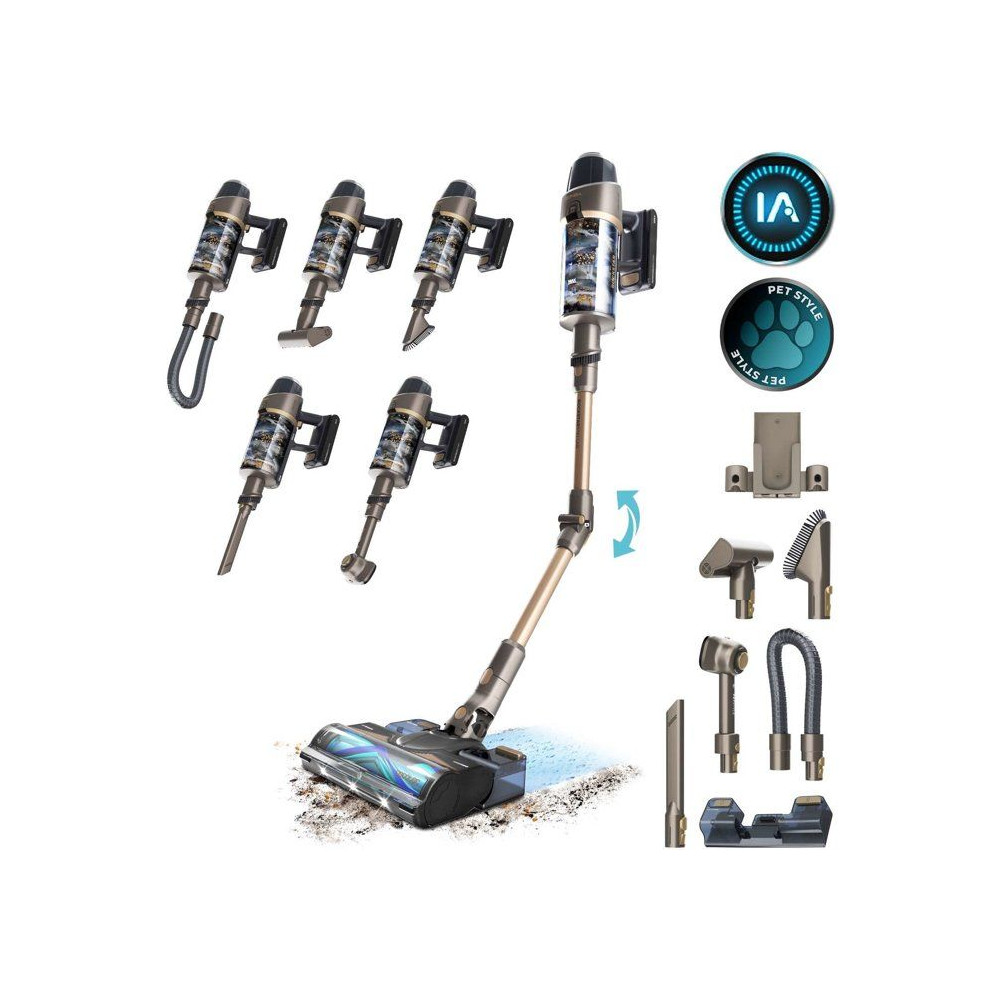 Aspirateur balai - CECOTEC - Conga Rockstar RX90 AI AquaPet Flex - 350 AW - 100 min - 180 m² - Or