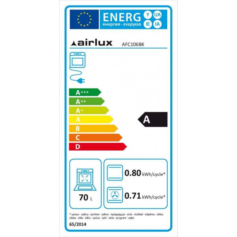 Fours encastrables Chaleur tournante 70L AIRLUX 2615W 59.5cm, AFC 106 BK