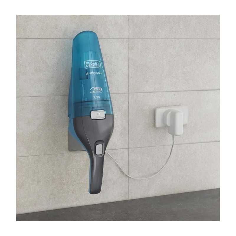 BLACK+DECKER WDC215WA-QW - Aspirateur a main - Dustbuster Lithium Eau et poussiere 7,2V - Indicateur LED - Bleu