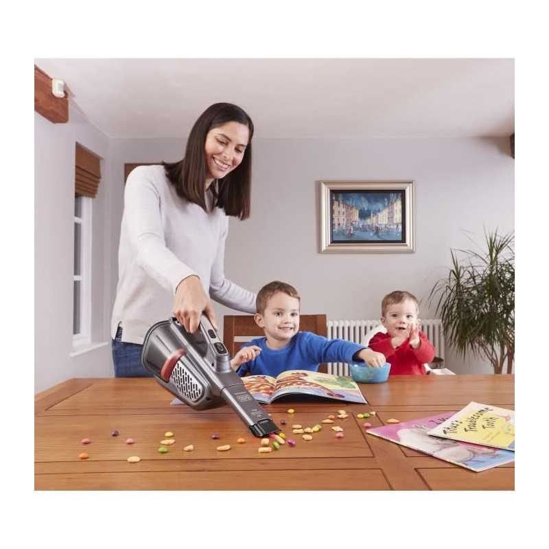 BLACK+DECKER BHHV520JF-QW - Aspirateur a main - Dustbuster Lithium 18V - 2 vitesses - Autonomie 40min - Noir argent Titanium