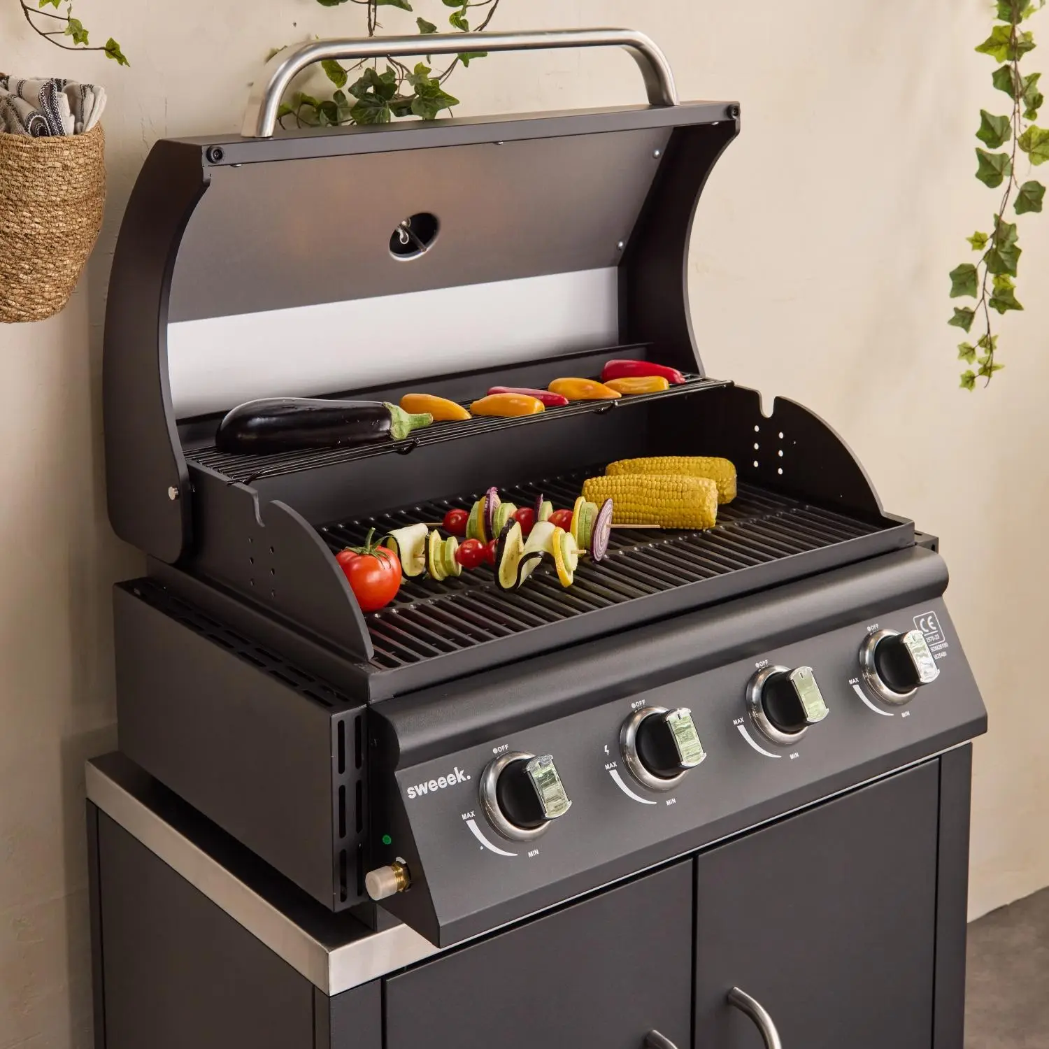 Barbecue gaz 4 brûleurs à poser avec thermomètre