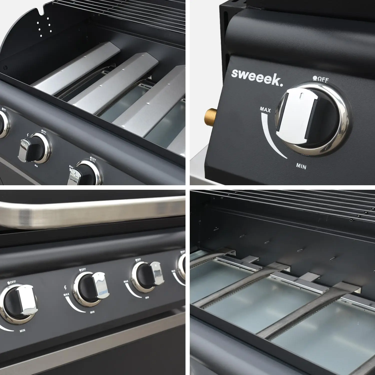Barbecue gaz 4 brûleurs à poser avec thermomètre