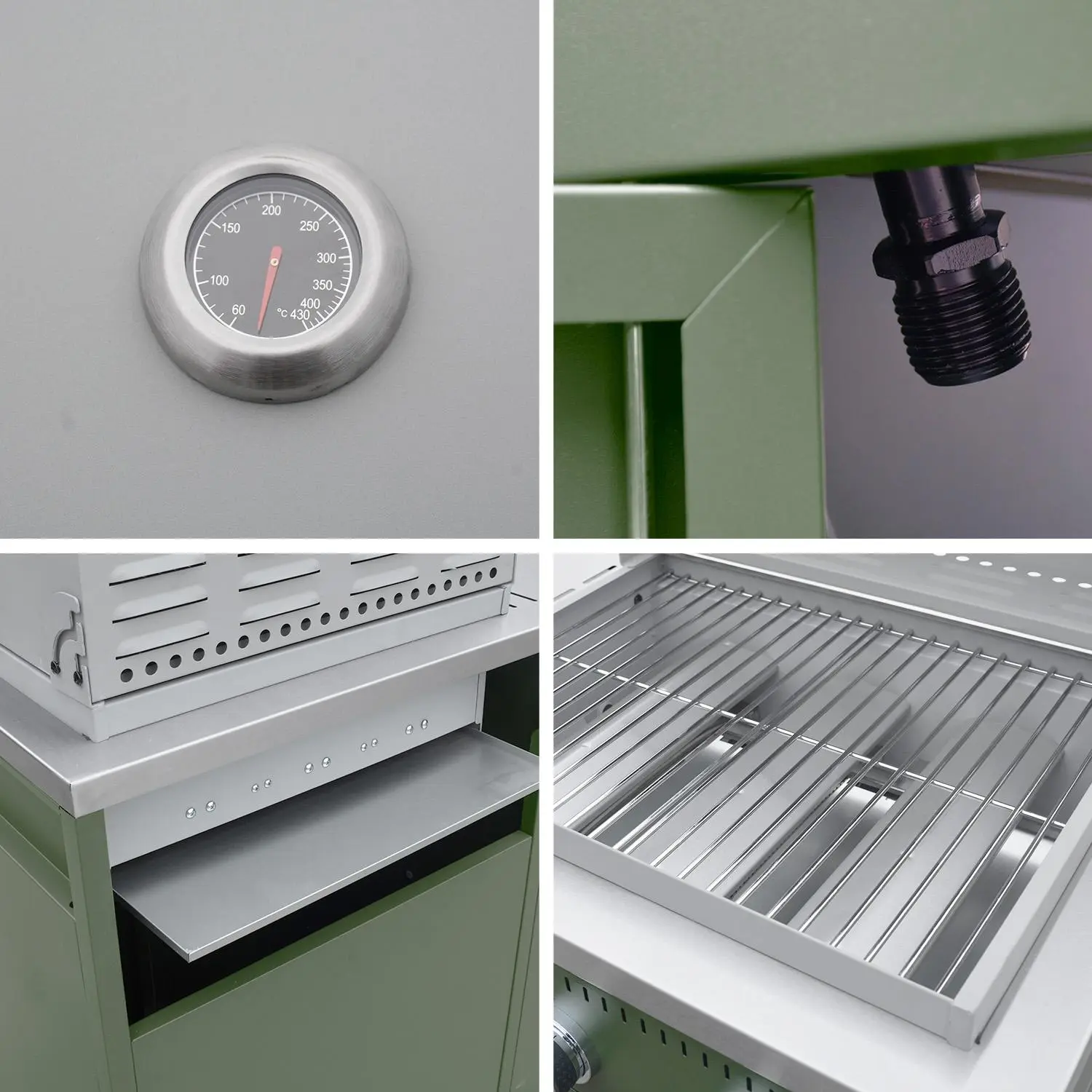 Barbecue gaz 3 brûleurs sur pieds, 3 portes, thermomètre