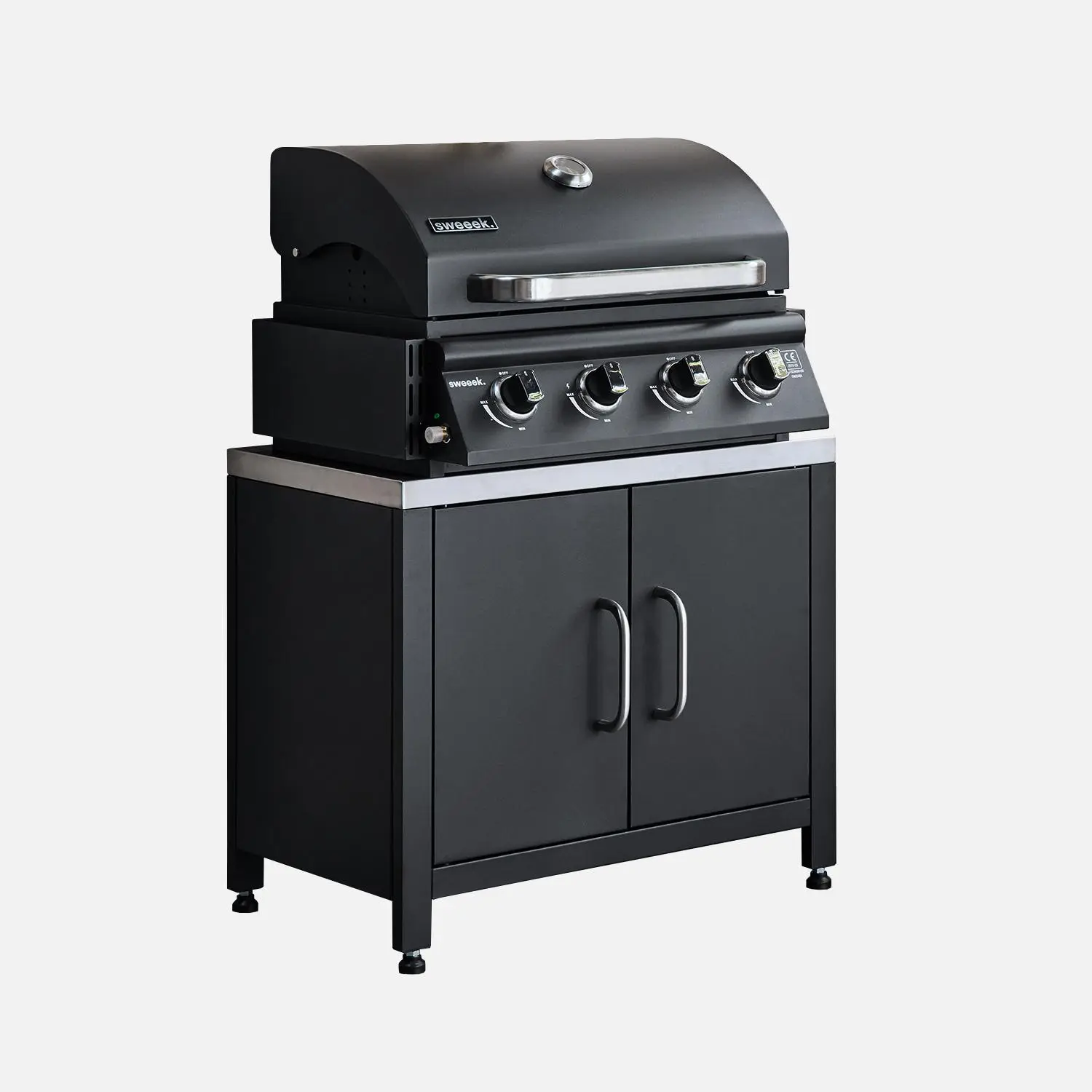 Cuisine extérieure acier inoxydable avec barbecue gaz 4 brûleurs à poser