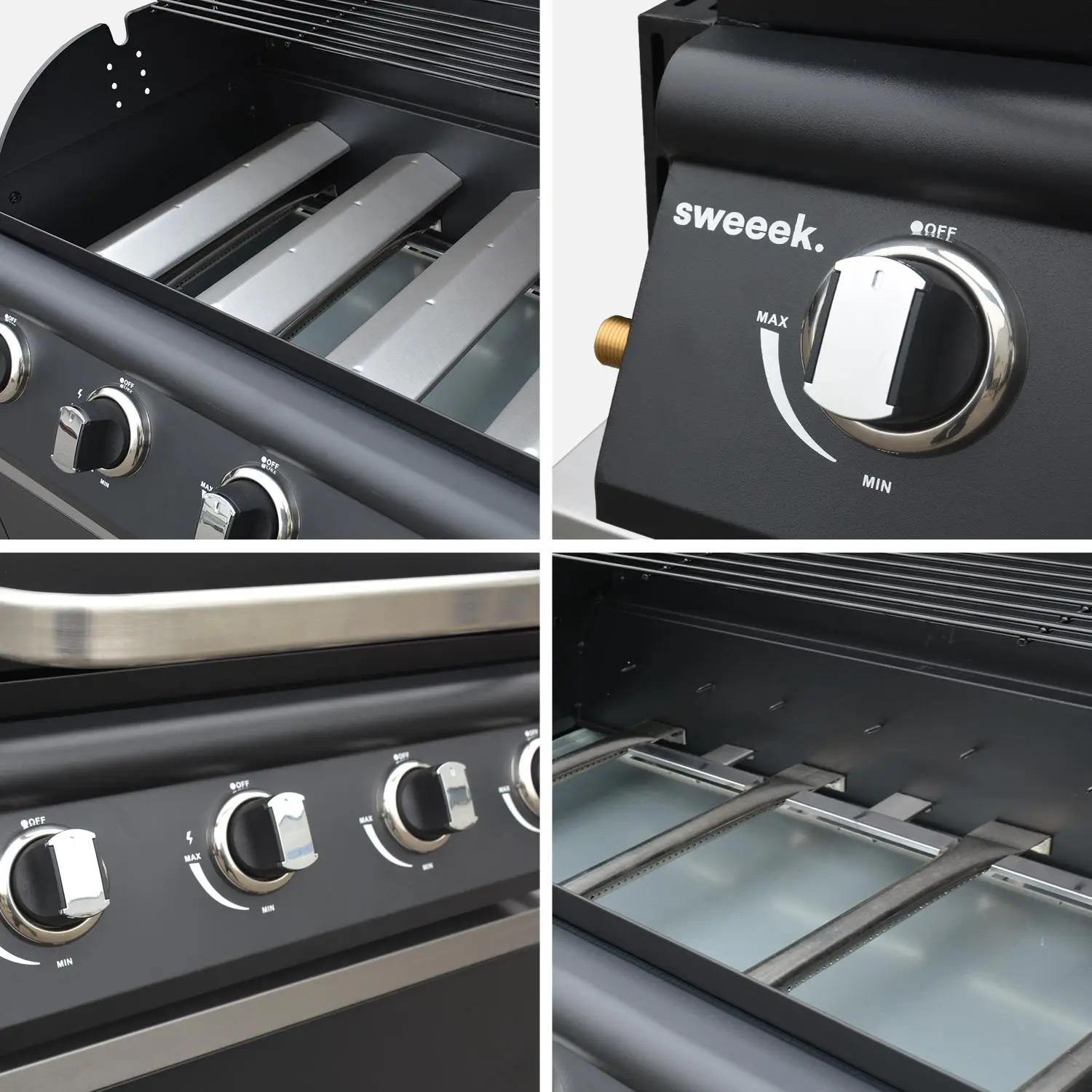 Cuisine extérieure acier inoxydable avec barbecue gaz 4 brûleurs à poser