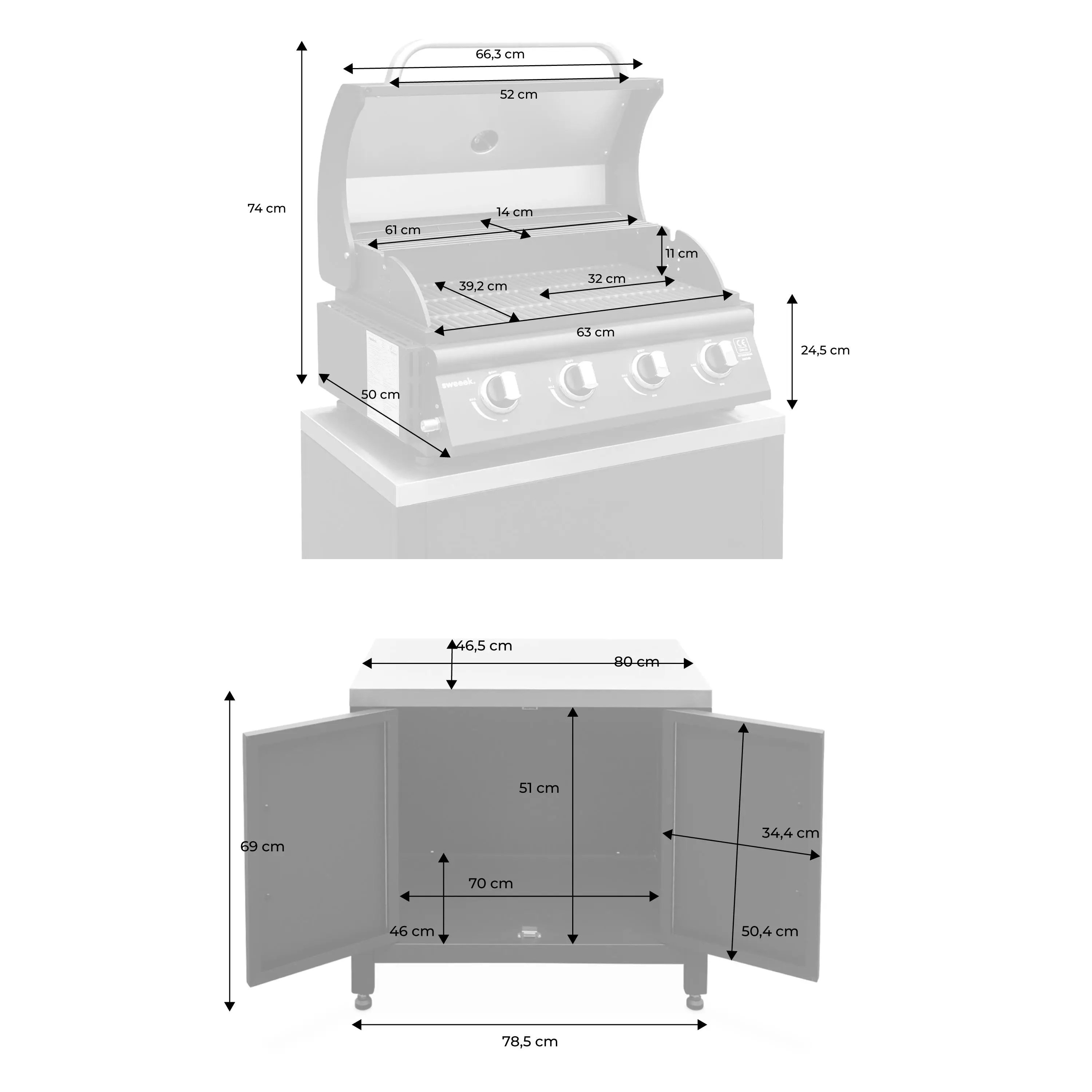 Cuisine extérieure acier inoxydable avec barbecue gaz 4 brûleurs à poser