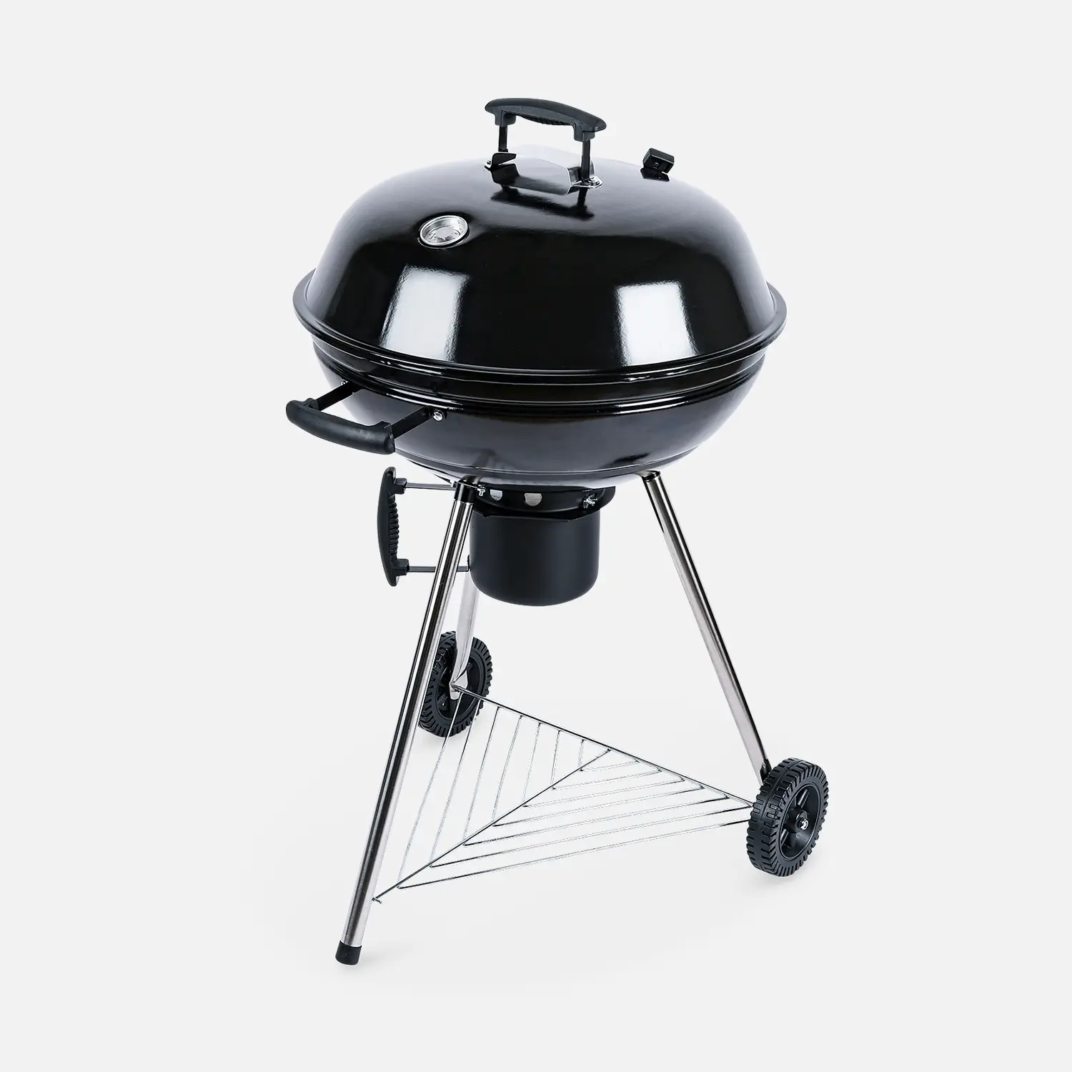 Barbecue boule charbon de bois, grill et fumoir Ø57cm avec roues