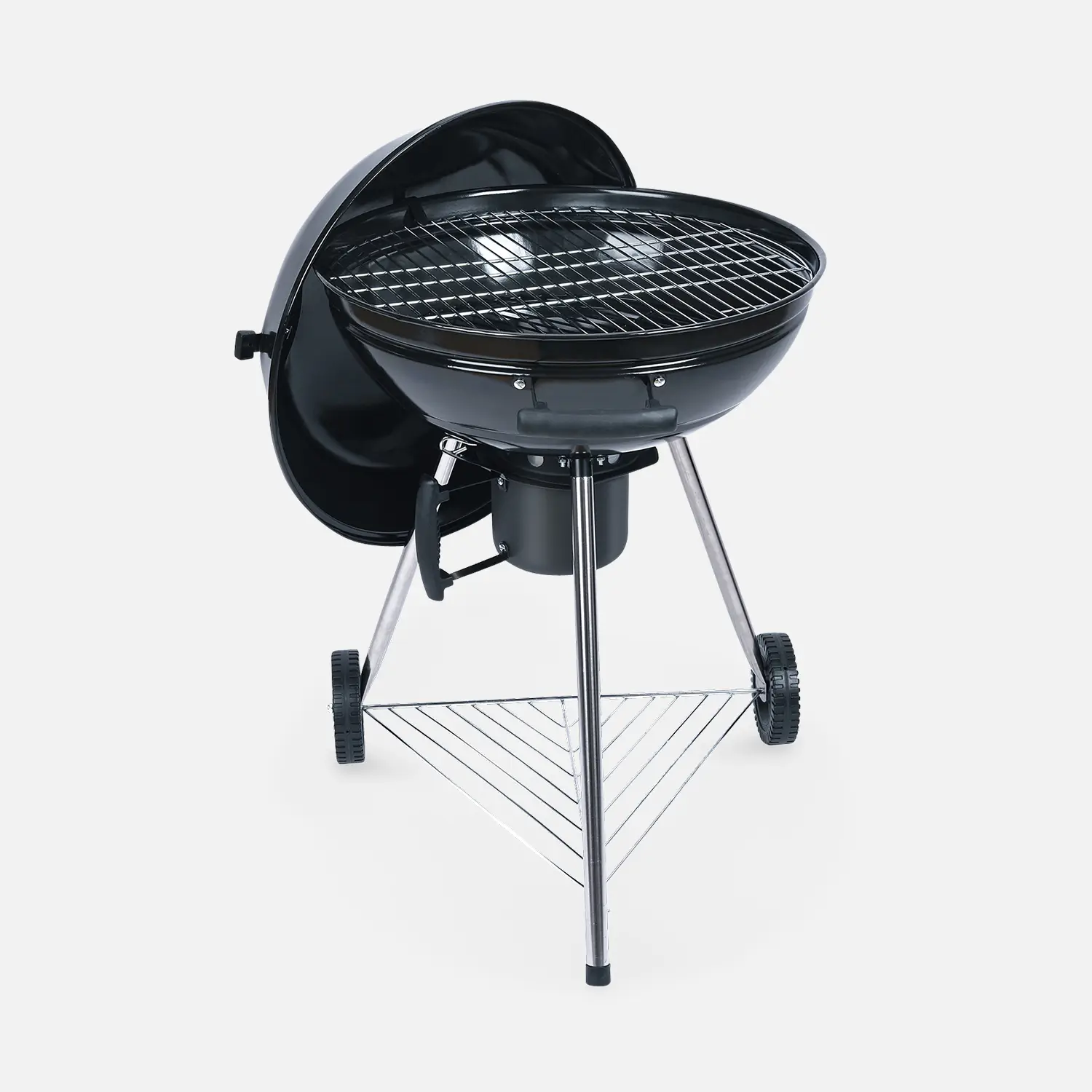 Barbecue boule charbon de bois, grill et fumoir Ø57cm avec roues