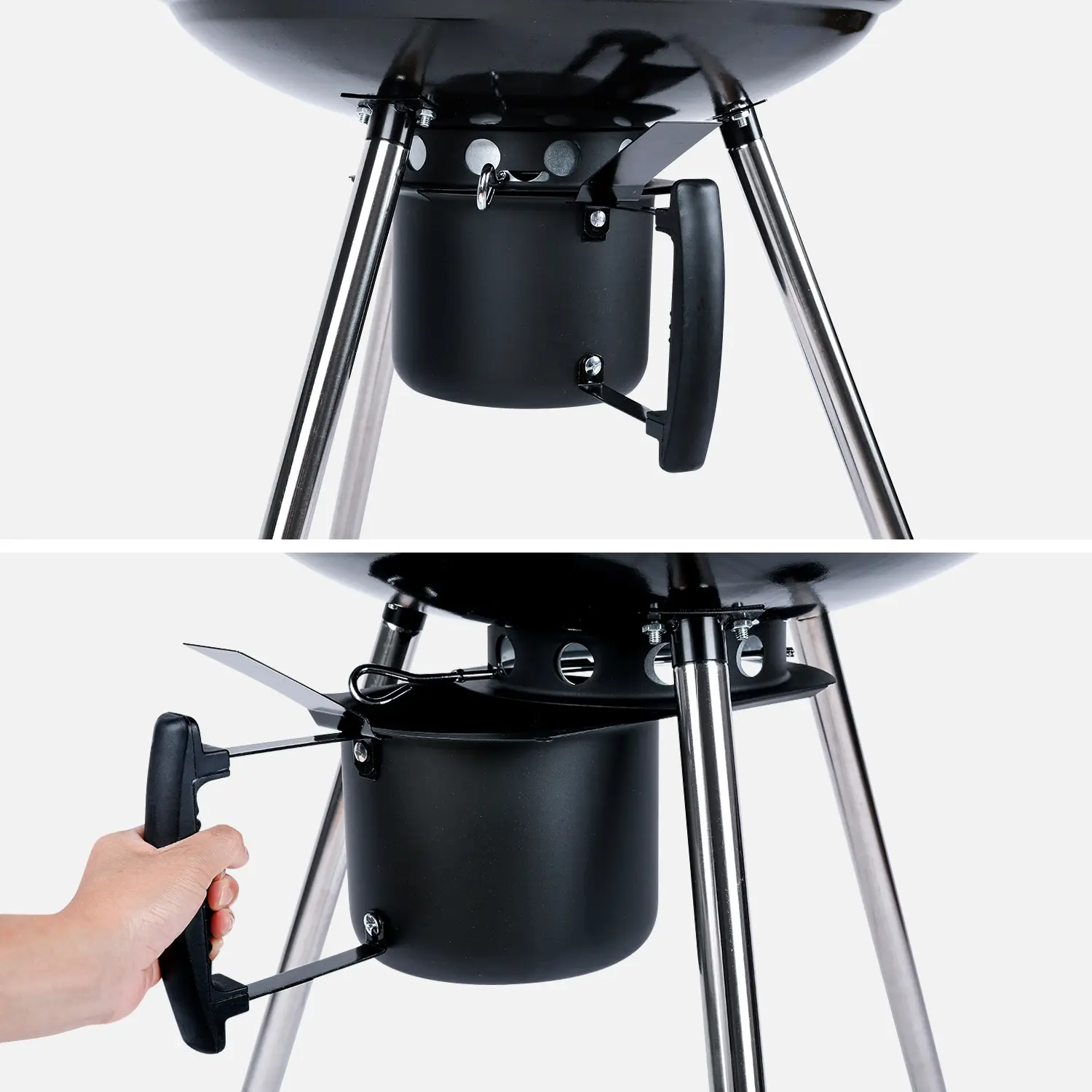 Barbecue boule charbon de bois, grill et fumoir Ø57cm avec roues