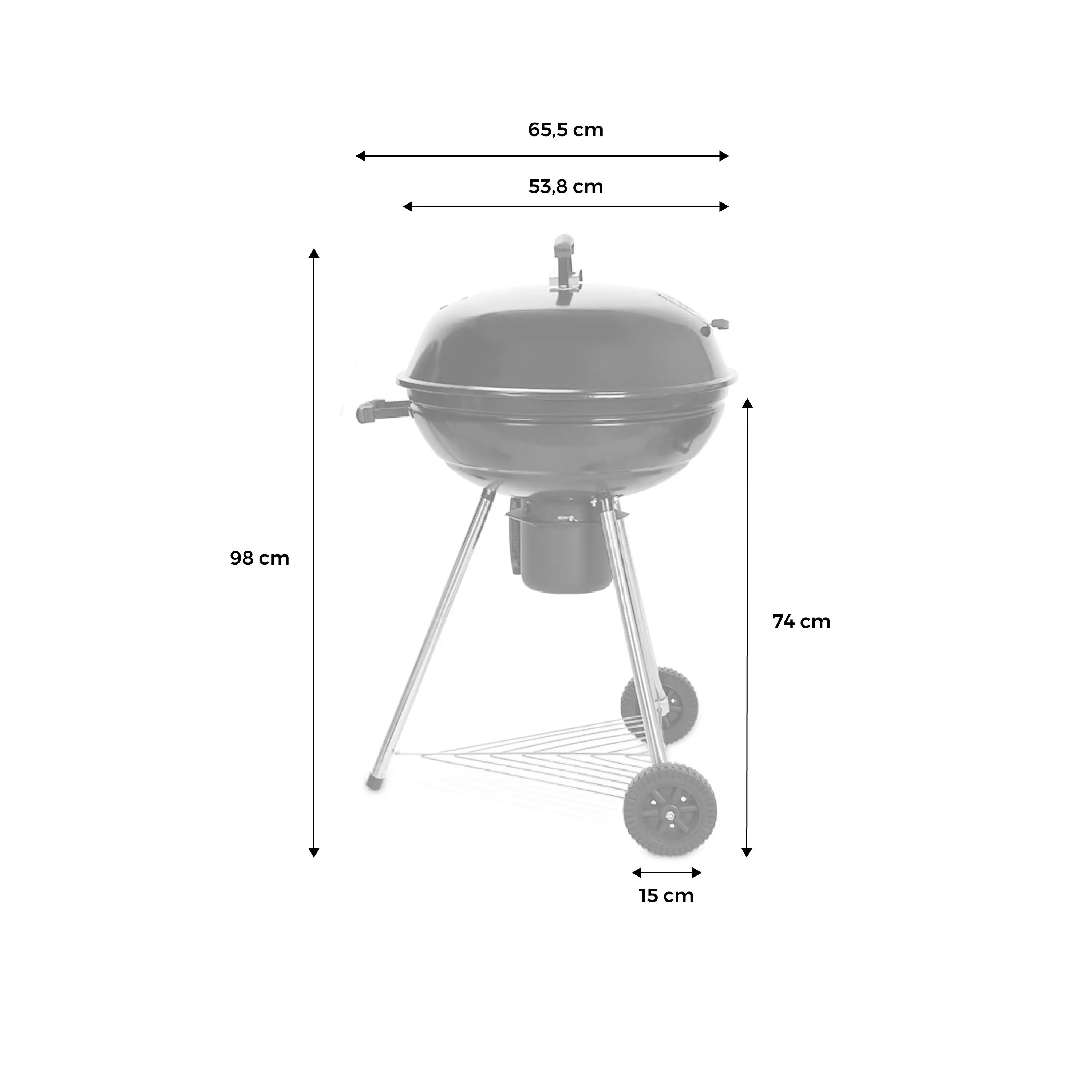 Barbecue boule charbon de bois, grill et fumoir Ø57cm avec roues