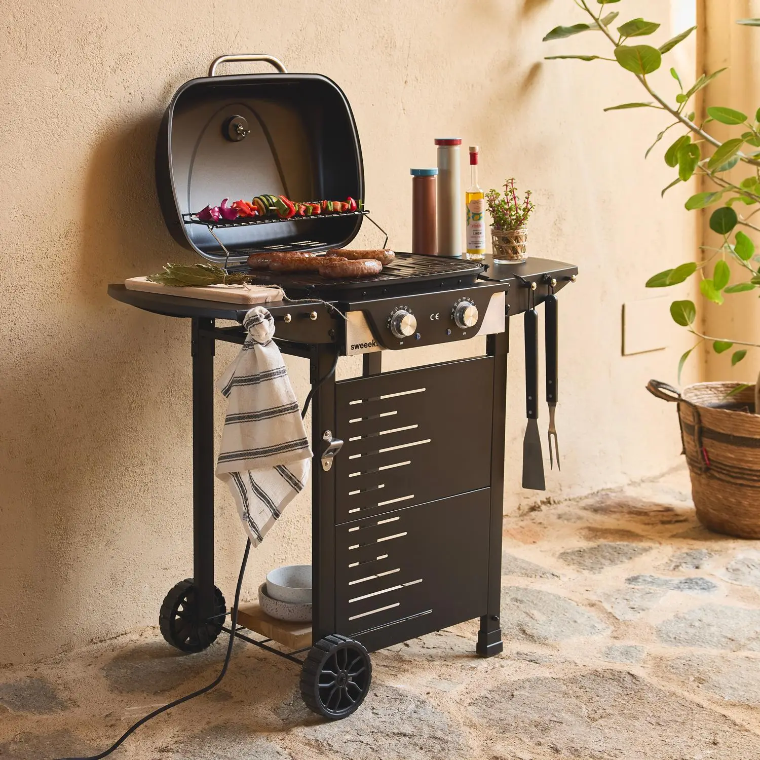 Barbecue électrique acier émaillé 2 brûleurs 2300 W