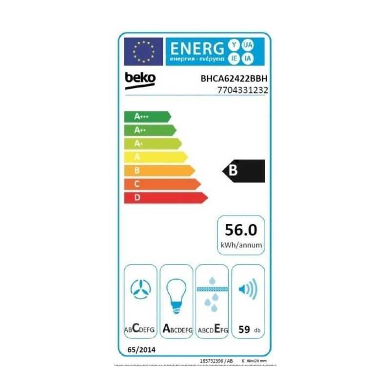 Hotte murale BEKO BHCA62422BBH - 60 cm