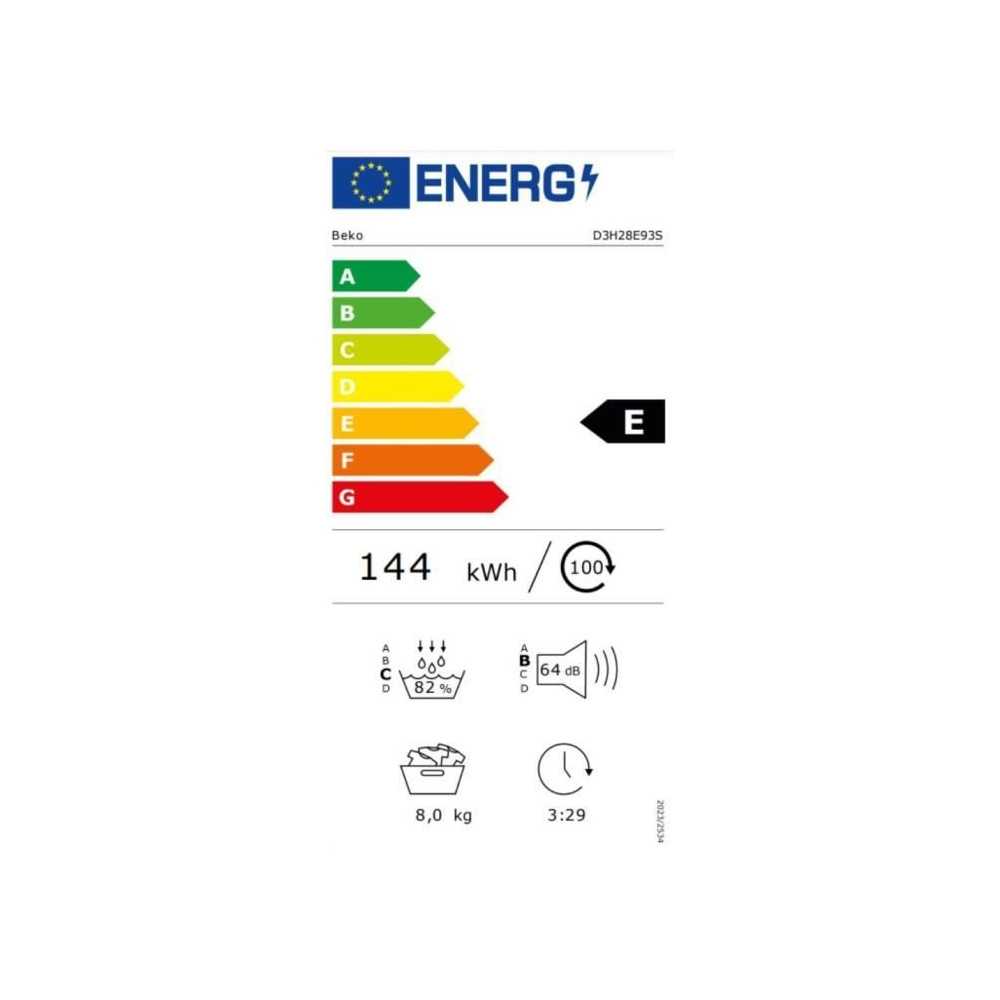 Seche-linge pompe a chaleur BEKO D3H28E93S Eco Sense - 8 kg - L60cm - Silver