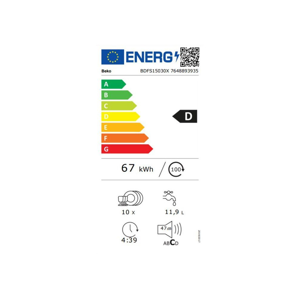 Lave-vaisselle pose libre BEKO BDFS15030X - 10 couverts - Induction - L45 cm - 47 dBA - Classe D - Inox Anti-trace