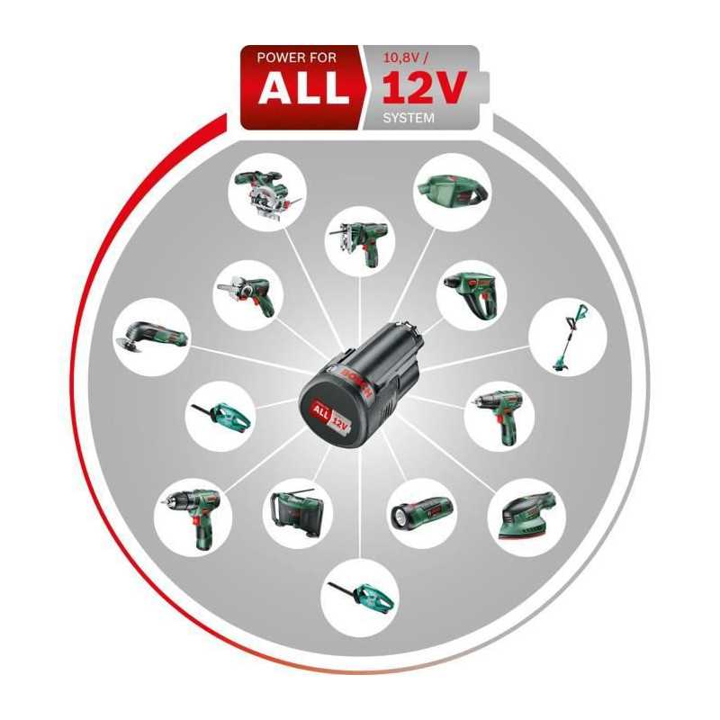 Aspirateur a main sans-fil Bosch - EasyVac 12 Livre avec 1 Batterie, Chargeur et Accessoires
