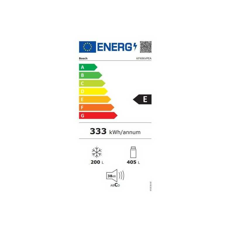 Réfrigérateur combiné - BOSCH SER6 - KFD96APEA - Multi-portes - Classe E - 375 L - 183 x 90,5 x 73,1 cm - Acier brossé