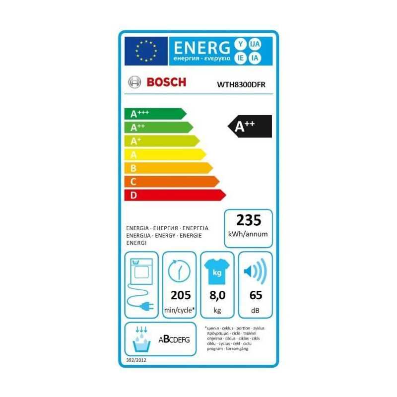 Seche-linge pompe a chaleur BOSCH WTH8300DFR SER4 - 8 kg - L60cm - Classe A++ - Blanc