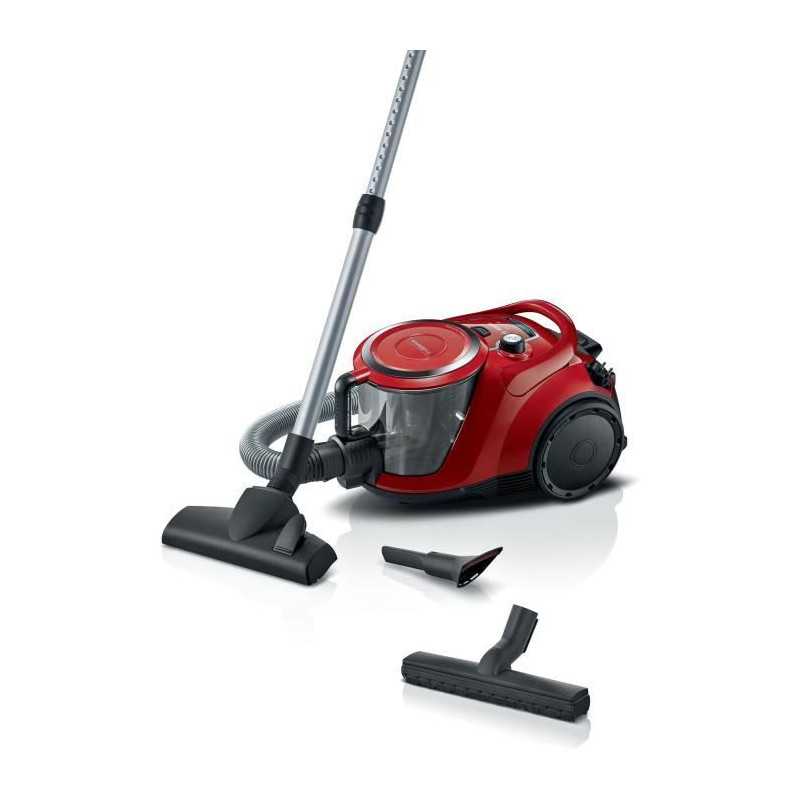 Nouveauté ! Aspirateur Traineau sans sac - BOSCH BGC41Q69 Serie 6 - 600 W - ProSilence - 70 dB - Capacité bac 2,4 L - Rouge