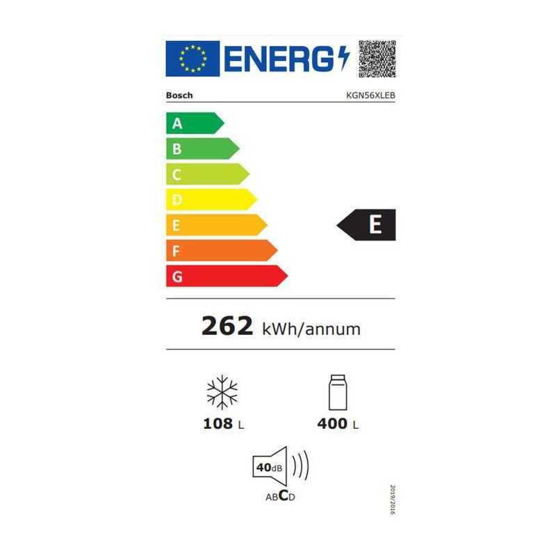 Réfrigérateur combiné - BOSCH - KGN56XLEB - Classe E - 508L - 193 x 70 x 80 cm - Inox