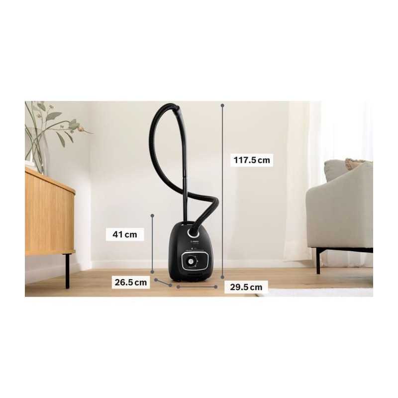 BOSCH Serie 4 BGB41BA1 - Aspirateur traineau sac - Rayon d'action 11 m - Capacité sac 4L - 75 dB - 700 W - Noir