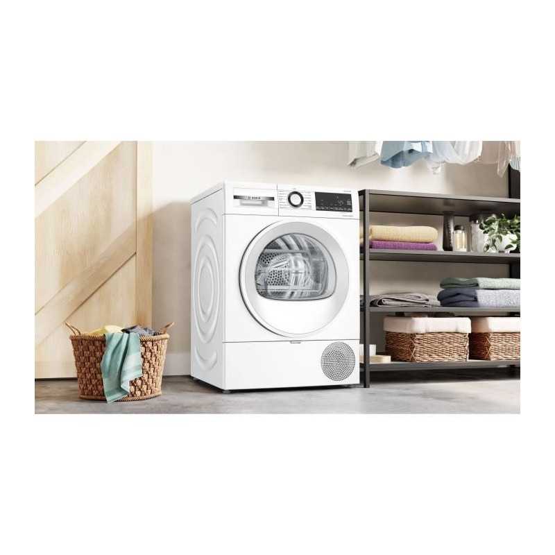 Seche-linge - Pompe a chaleur - BOSCH Série 6 - WQG133DTFR - 8 kg - Induction - 60 cm - Classe A++ - Blanc