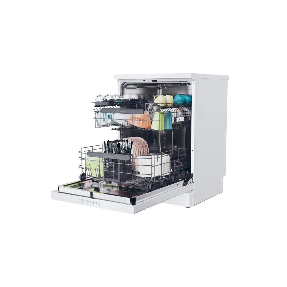 Lave-vaisselle pose libre CANDY CF6C4F0W - 16 couverts - 44dB - Maxi Cuve - Connecté - Blanc