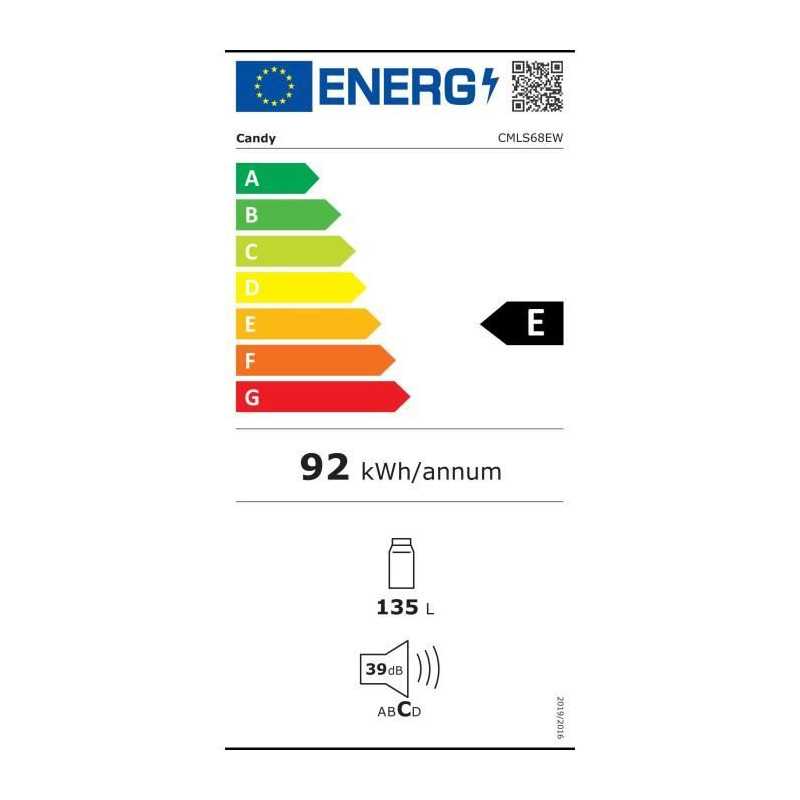 Réfrigérateur encastrable - CANDY - CMLS68EW - Classe E - 135 L - 39 dB - Blanc