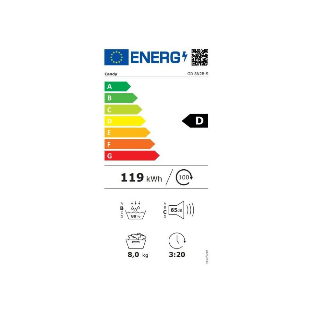 Seche-linge pompe a chaleur GD 8N2B-S Pro Dry 300 - 8 kg - 15 programmes - Blanc
