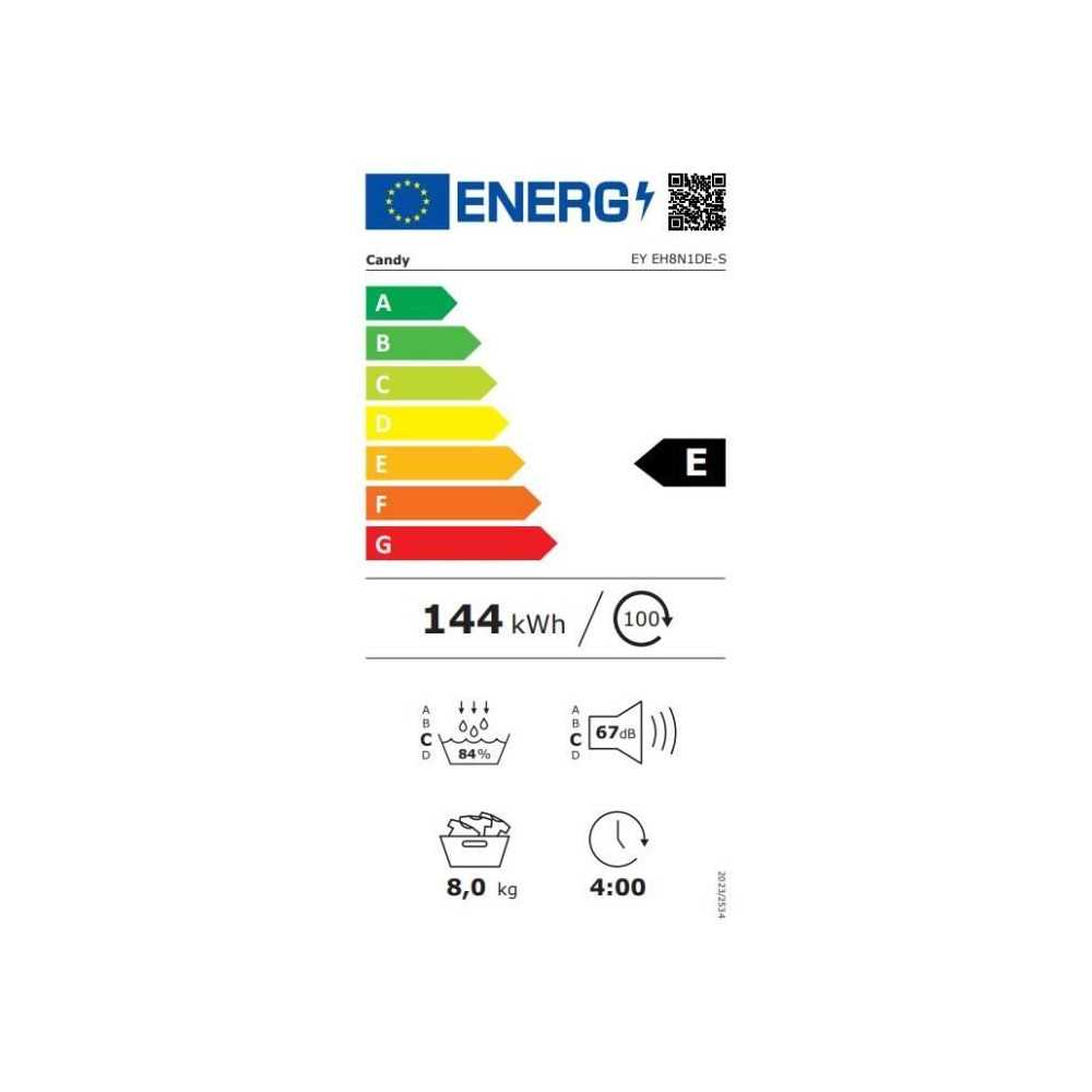Seche-linge pompe a chaleur EY EH8N1DE-S - 8 kg - Connecté - Blanc