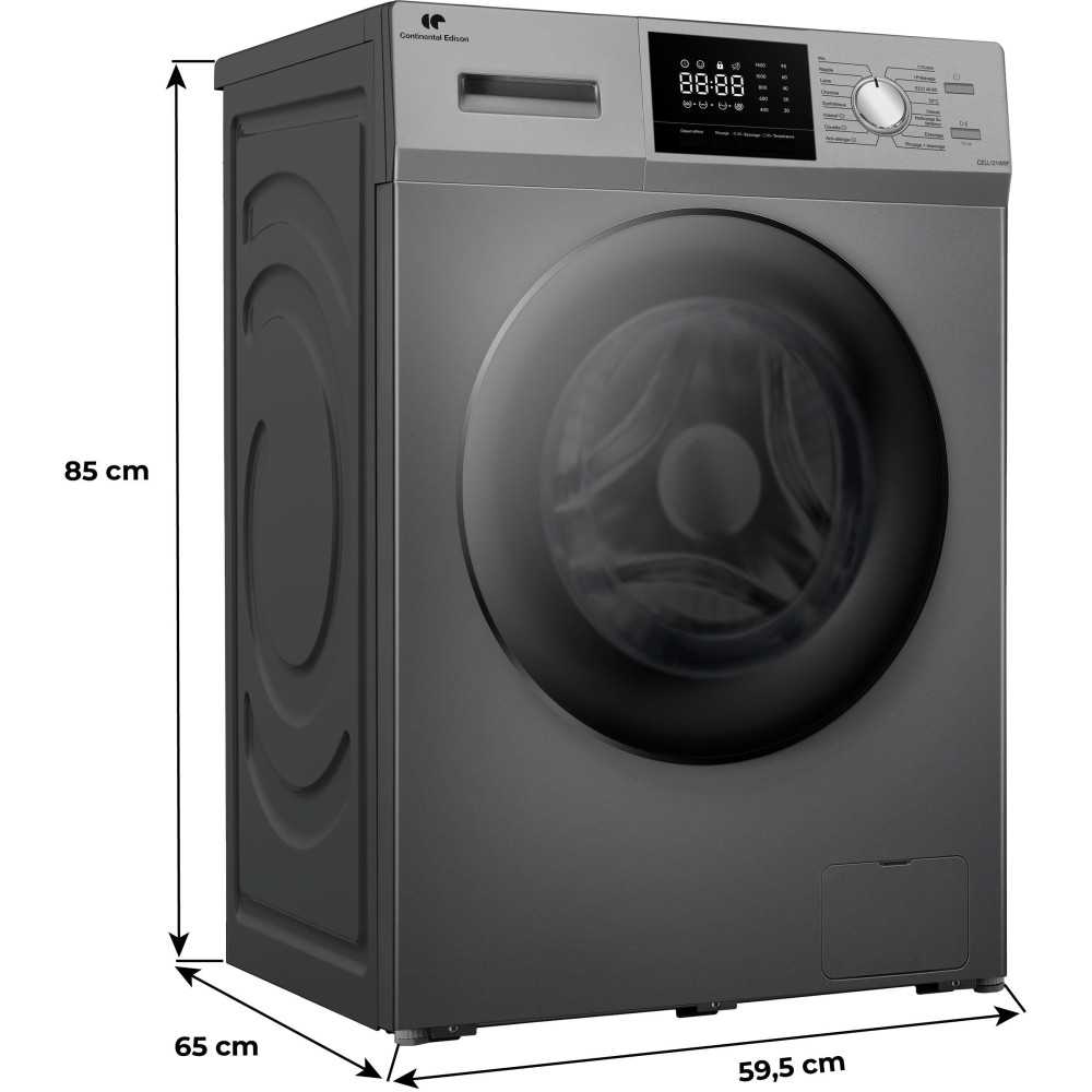 Lave-linge hublot - CONTINENTAL EDISON - CELL12140ISP - 12kg - Induction - 60 cm - 1400 trs/min - Silver